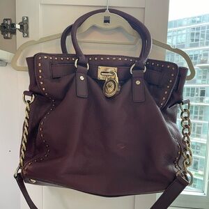 LIMITED EDITION MICHAEL KORS Hamilton NS Large Whipstitch Tote Bordeaux